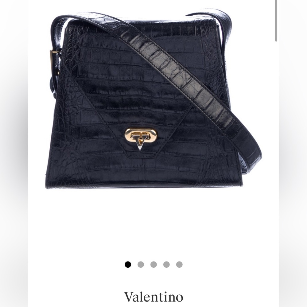 Rare vintage Valentino Garavani Purse - Black Reptile Skin - Crocodile Bag